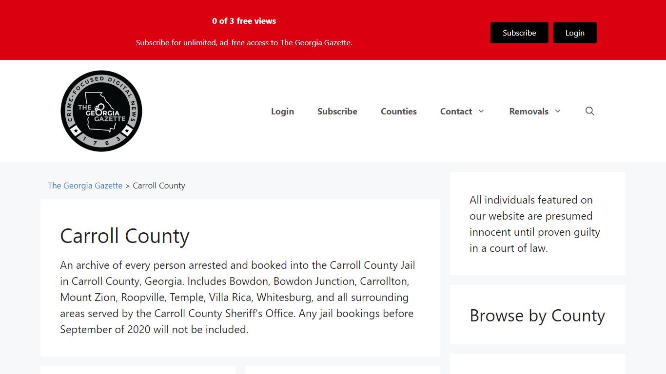 Carroll County Jail Bookings - The Georgia Gazette