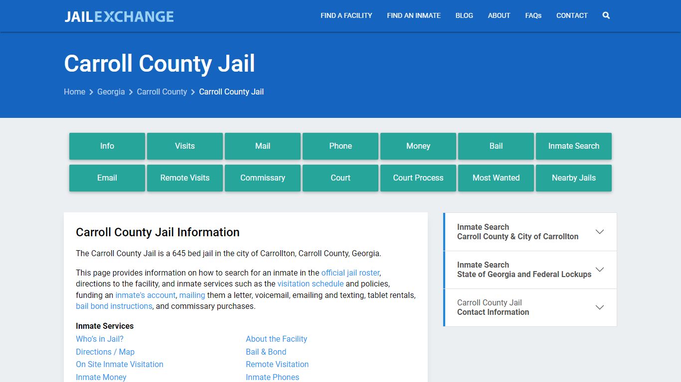Carroll County Jail, GA Inmate Search, Information